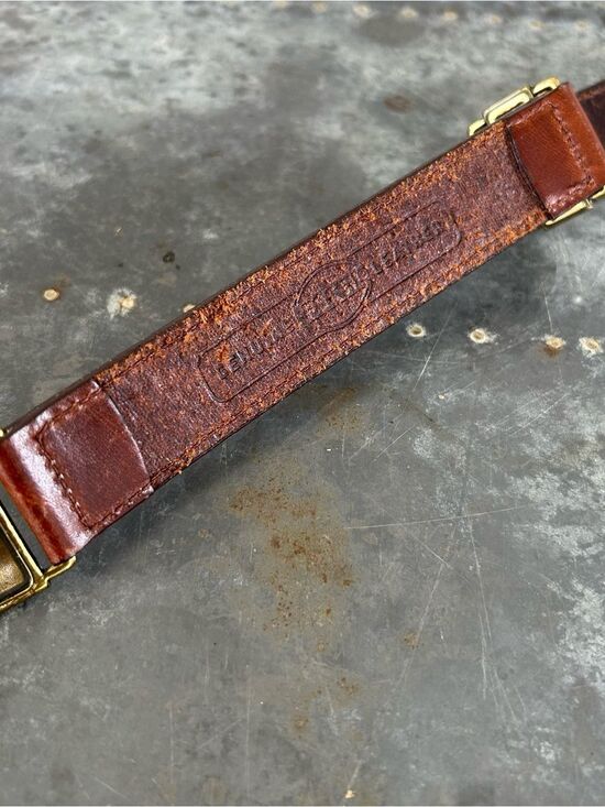 Vintage Fossil Genuine Leather Link Belt Brown Brass Tone Buckle main image 9
